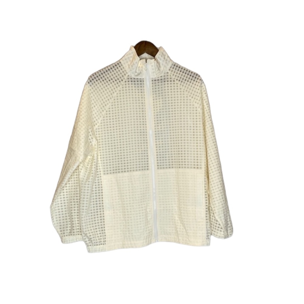 Fabletics Off White Sheer Zip Jacket - image 1